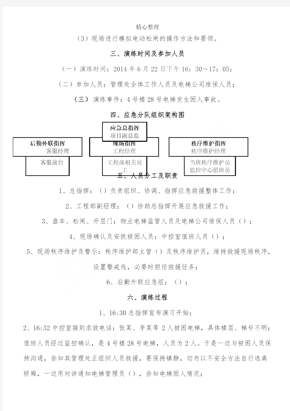 电梯困人应急救援演练方法