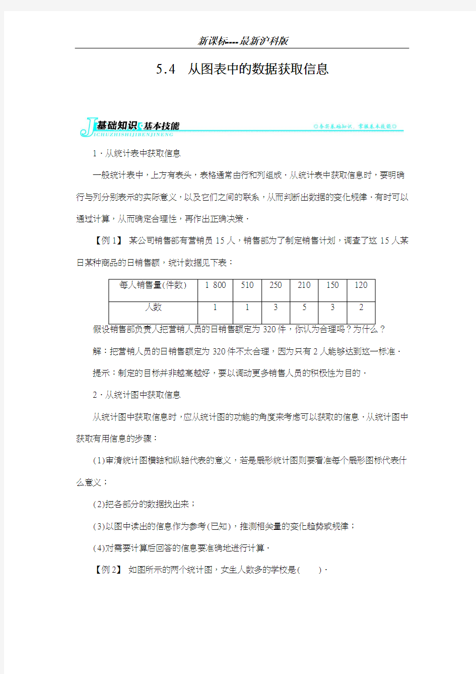 最新沪科版2018-2019学年七年级数学上册例题与讲解：从图表中的数据获取信息-精编试题