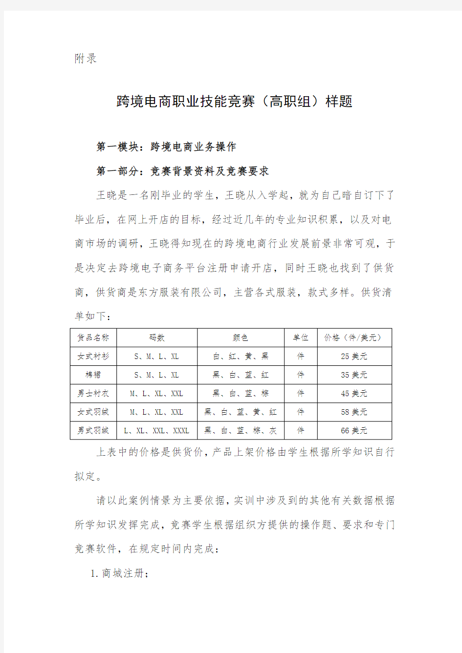 跨境电商职业技能竞赛样题