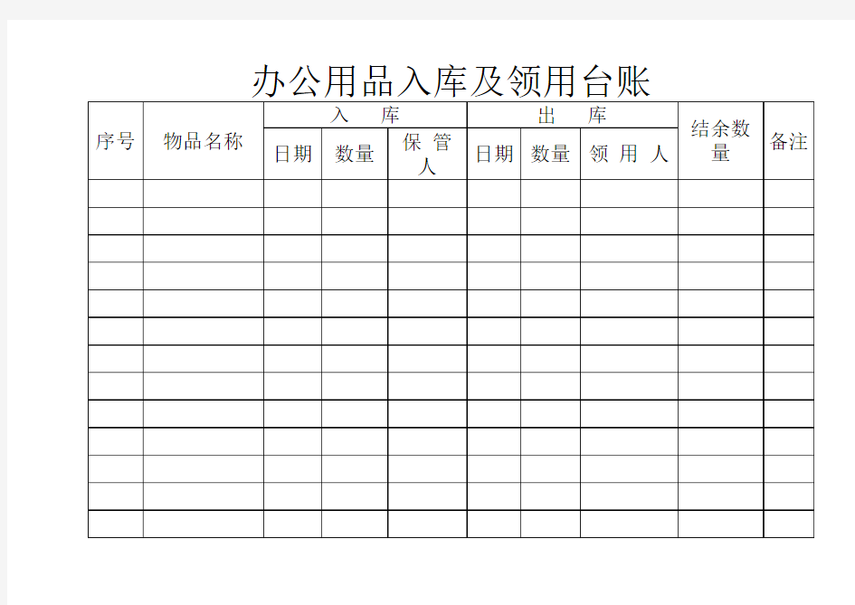 办公用品领用台账