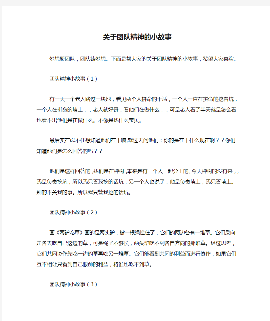 关于团队精神的小故事