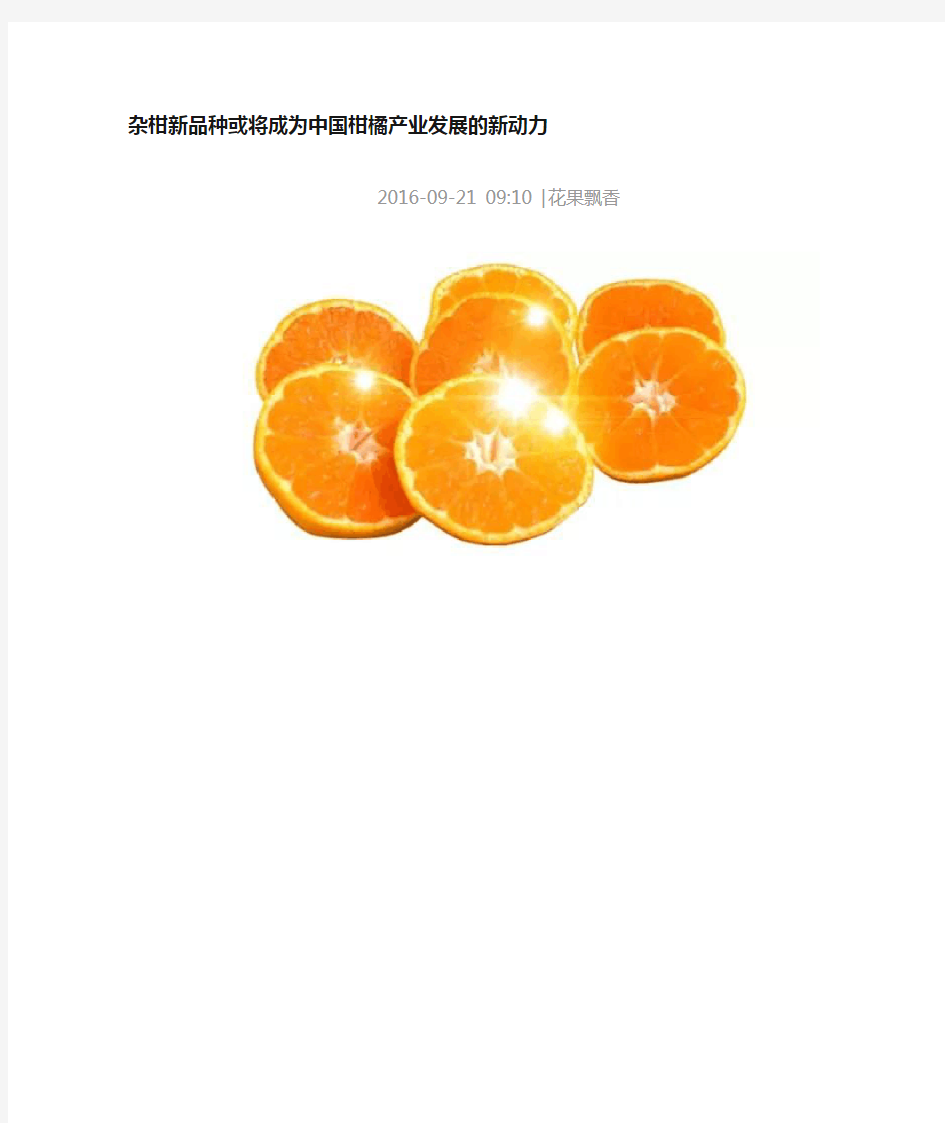 杂柑新品种将成为中国柑橘产业发展的新动力