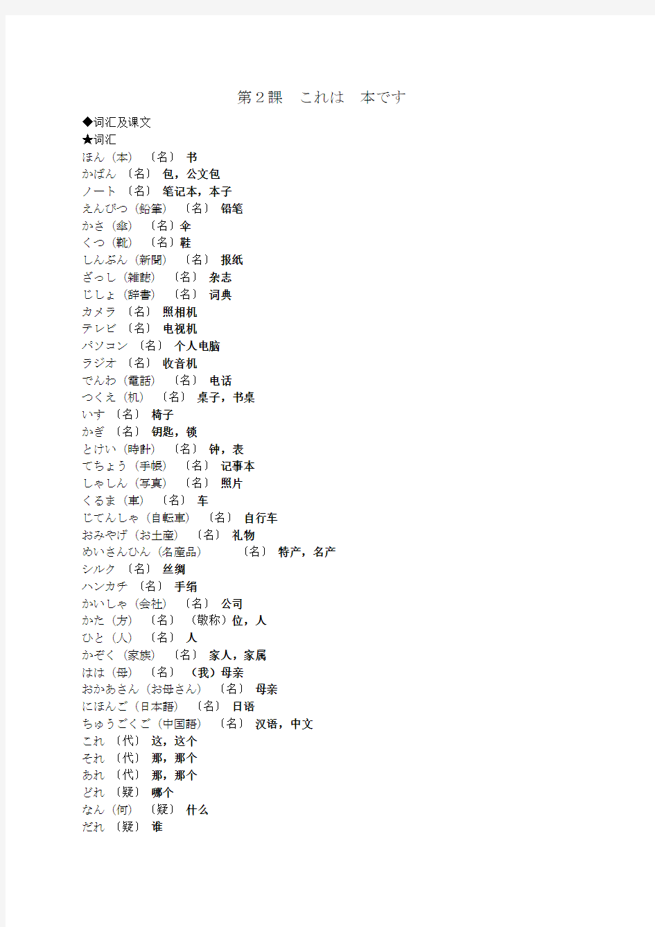 第2课これは本です 新标日初级上册第二课笔记