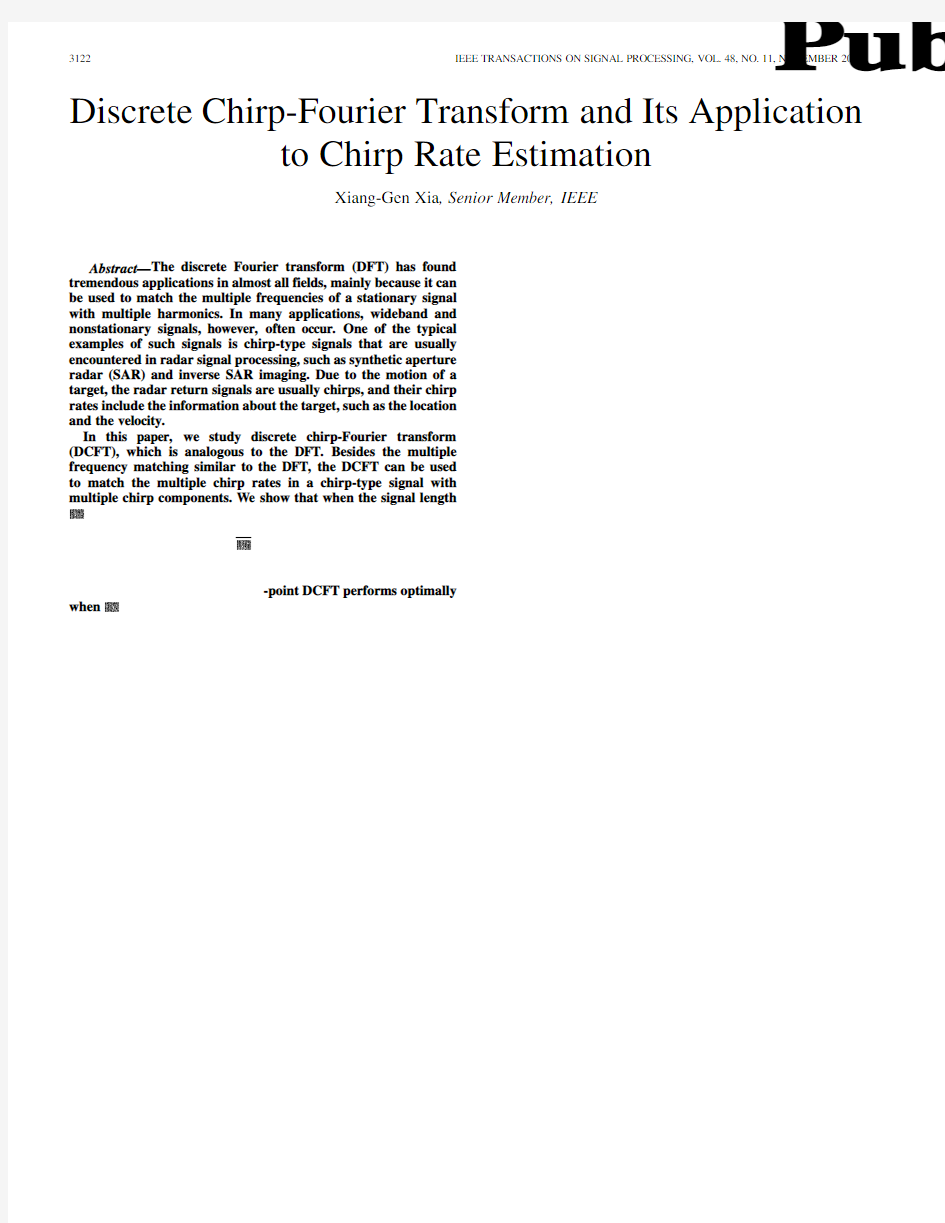 Discrete chirp-Fourier transform and its application to chirp rate estimation