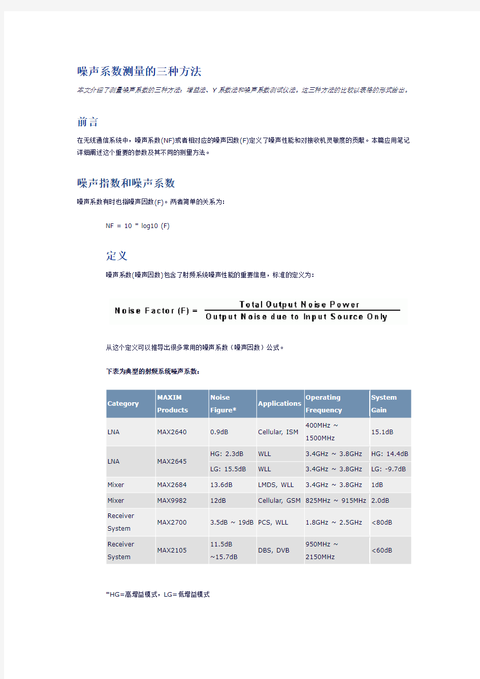 噪声测量三种方法