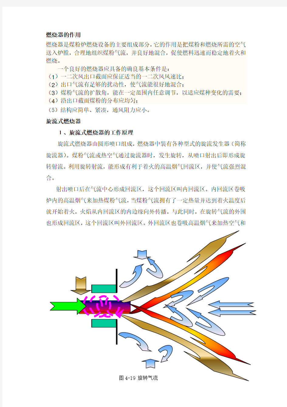 旋流式燃烧器的工作原理