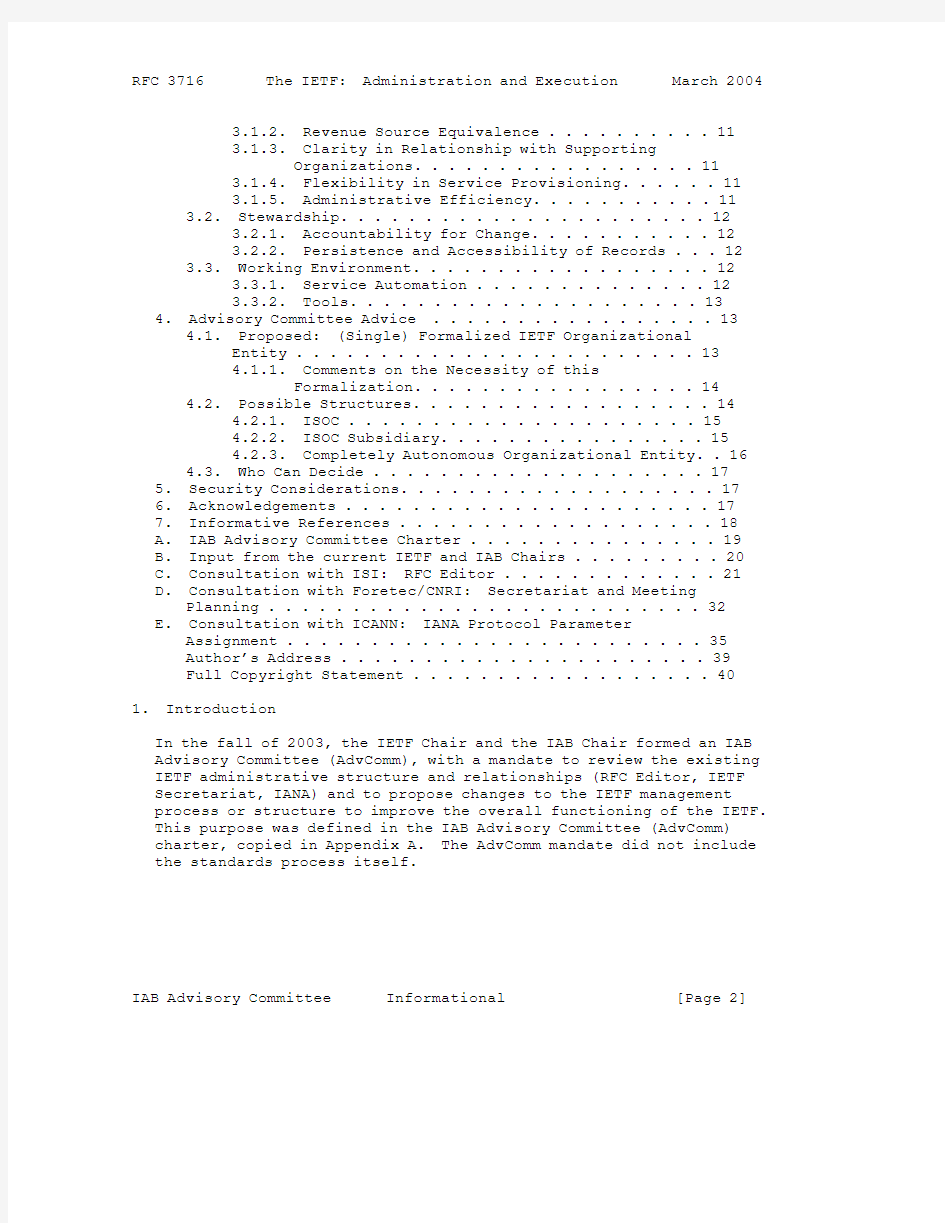 rfc3716.The IETF in the Large Administration and Execution