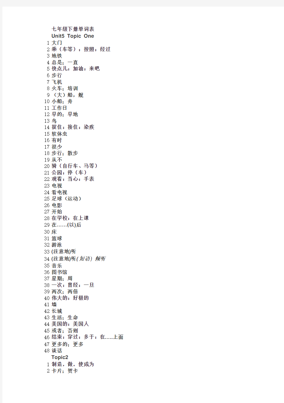 2016春仁爱英语七年级下册单词助记