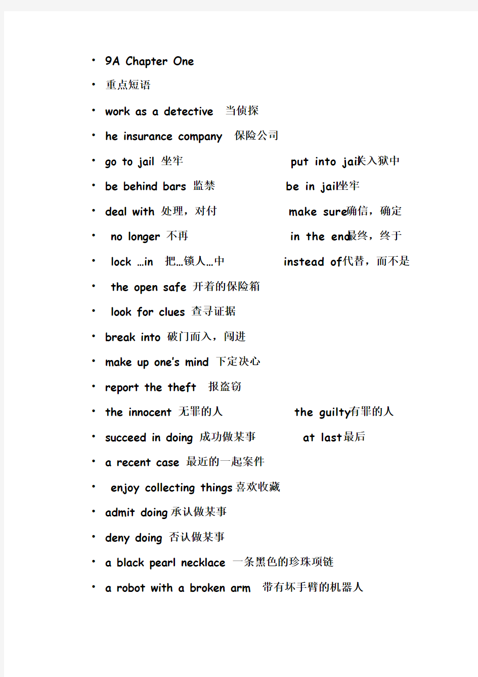 上海版牛津初中英语9A复习试题全册