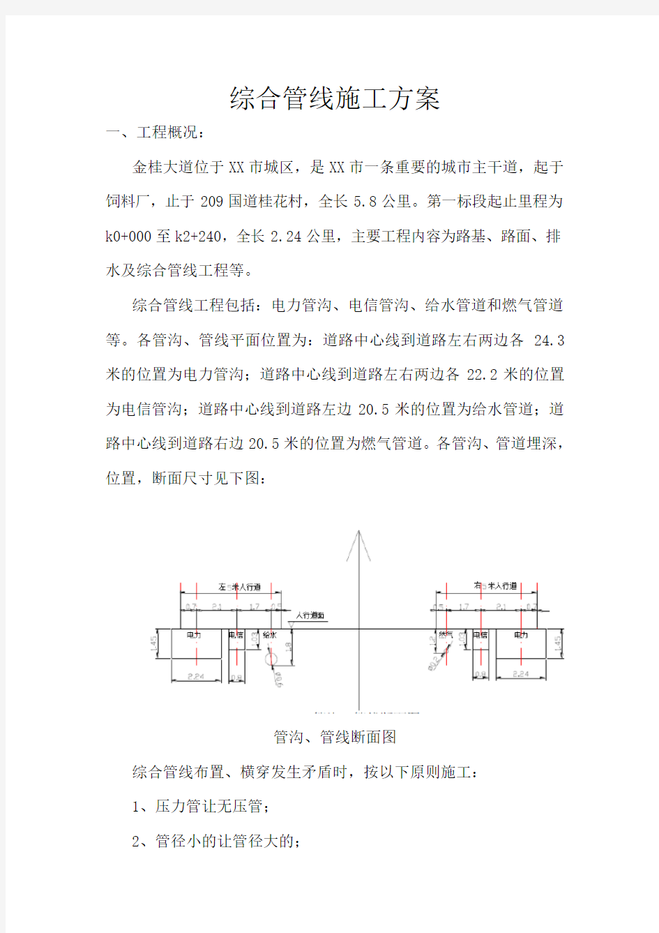 市政综合管线施工方案