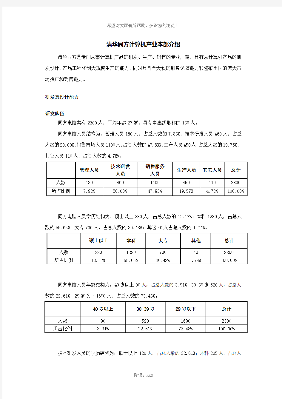 清华同方计算机产业本部介绍