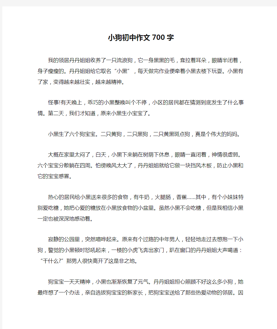 小狗初中作文700字