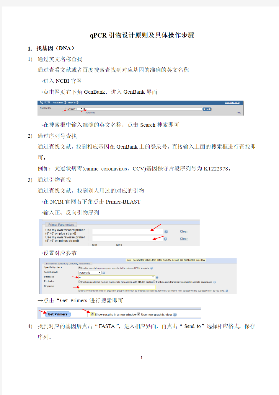 qPCR引物设计原则及具体操作步骤