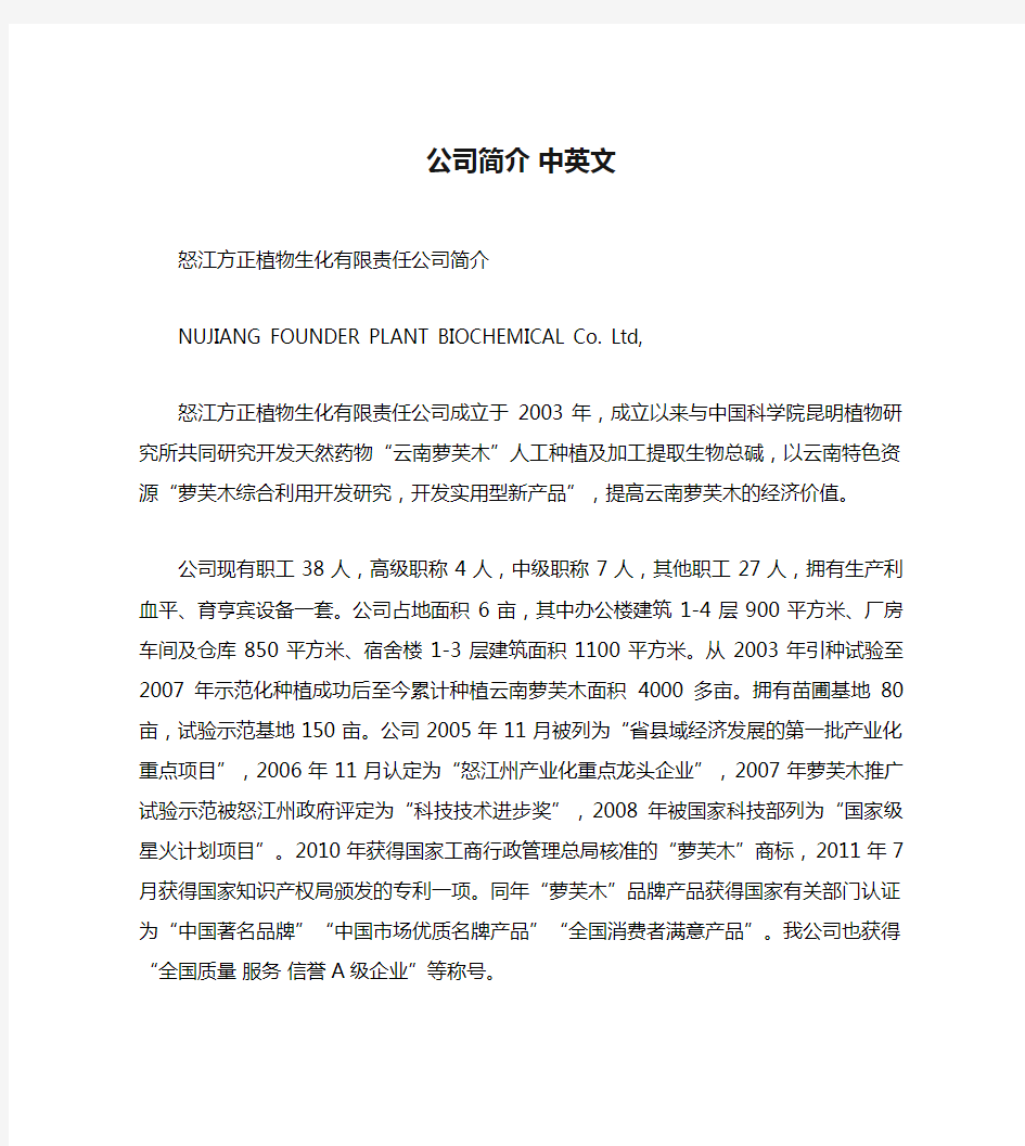 公司简介 中英文