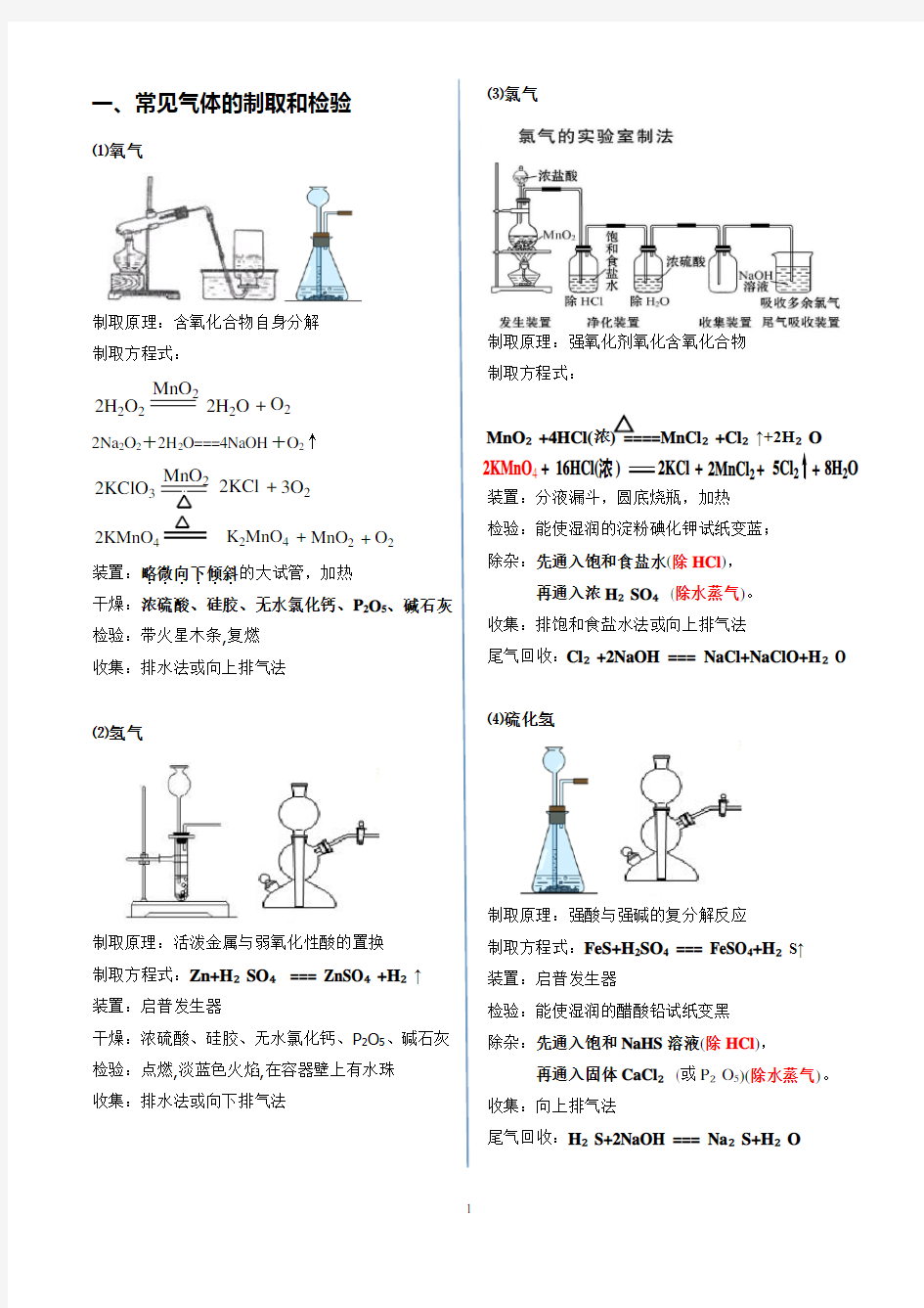 高中化学实验知识点归纳