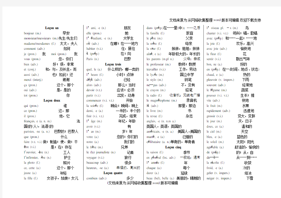 简明法语教程单词