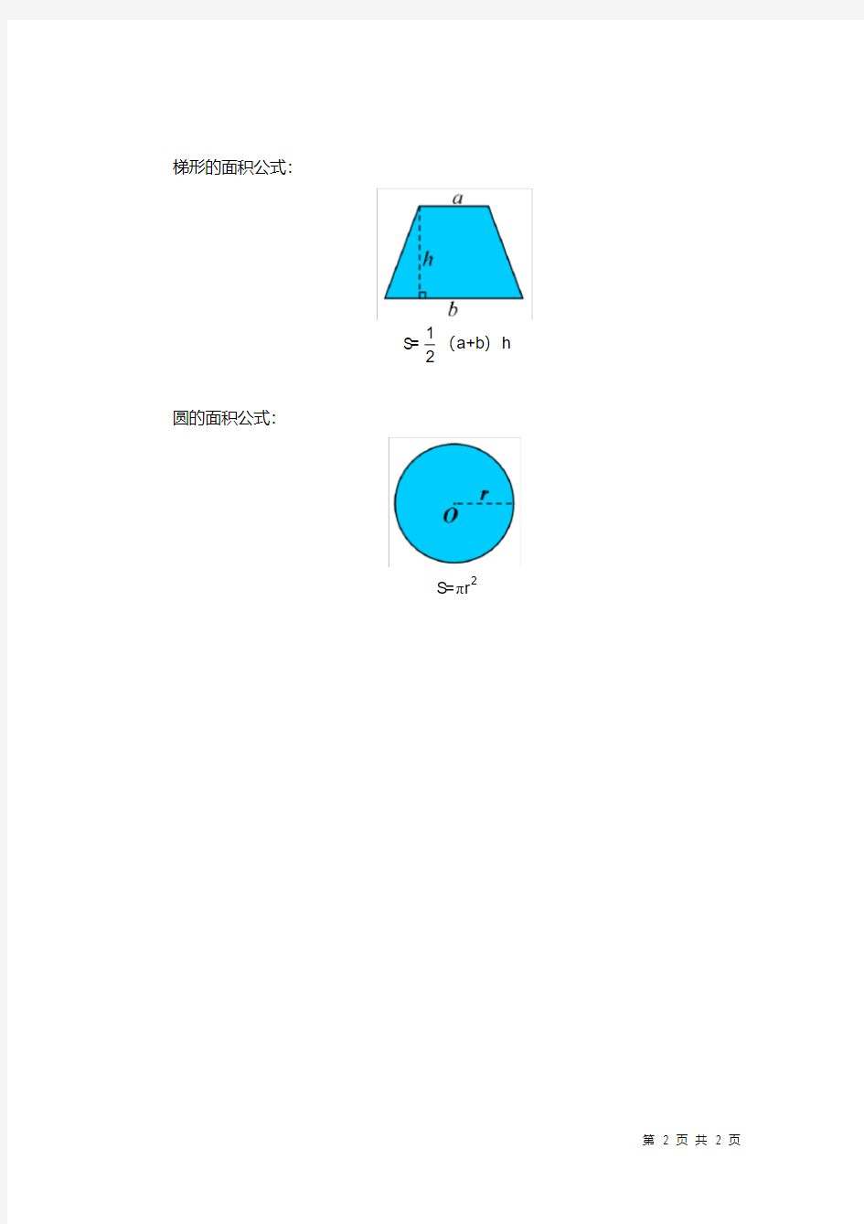 六年级数学下册图形与几何各种图形的面积公式