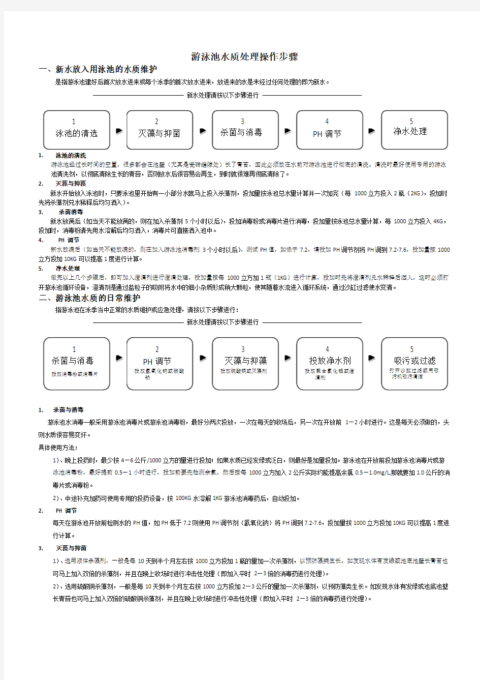 游泳池水质处理操作步骤