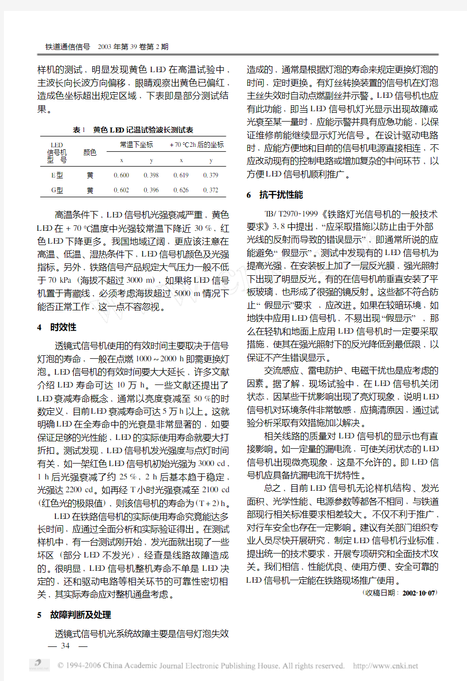 铁路色灯信号机采用LED的技术条件及建议