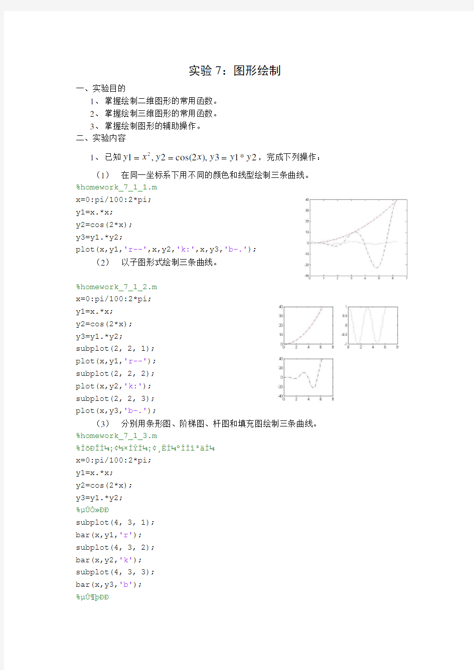 (完整版)Matlab实验7图形绘制