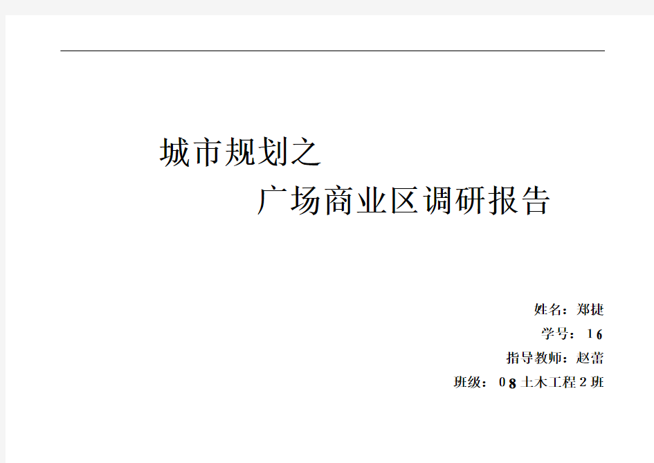 城市规划之广场商业区调研报告