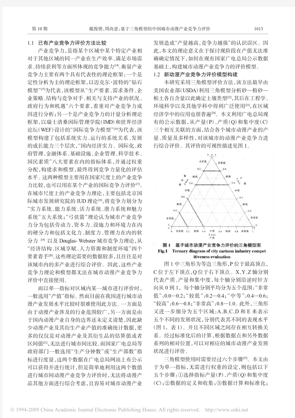 基于三角模型的中国城市动漫产业竞争力评价
