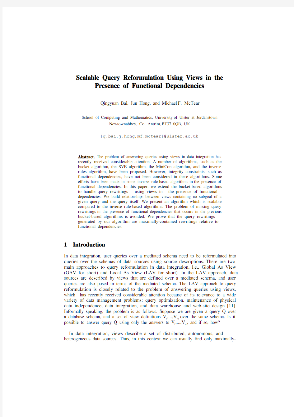 Scalable Query Reformulation Using Views in the Presence of Functional Dependencies