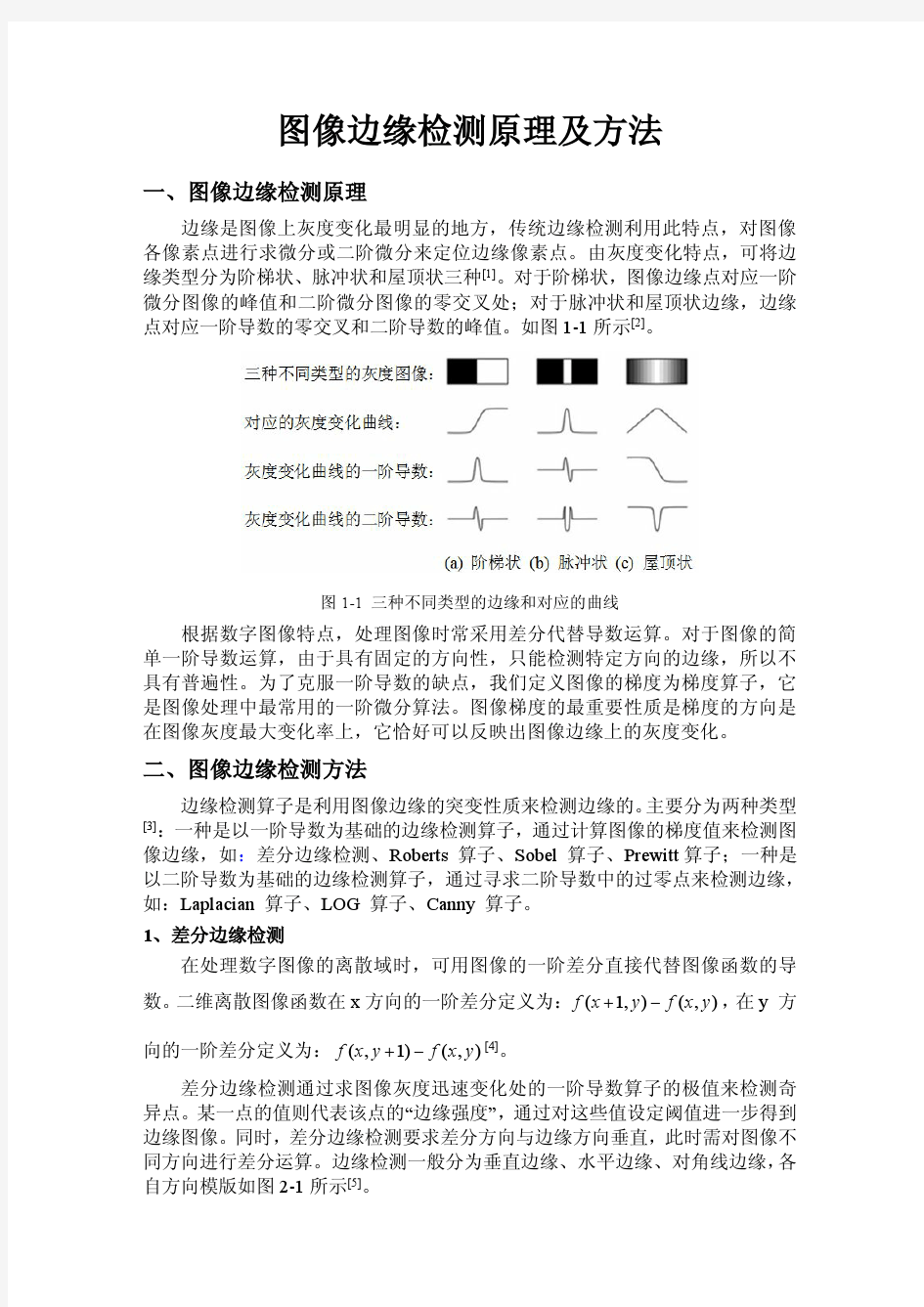 图像边缘检测原理及方法