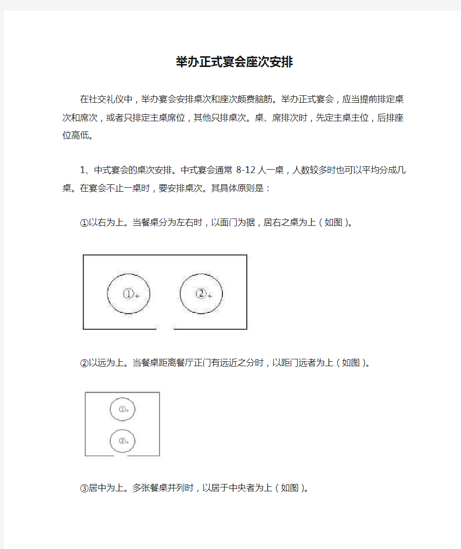 举办正式宴会座次安排