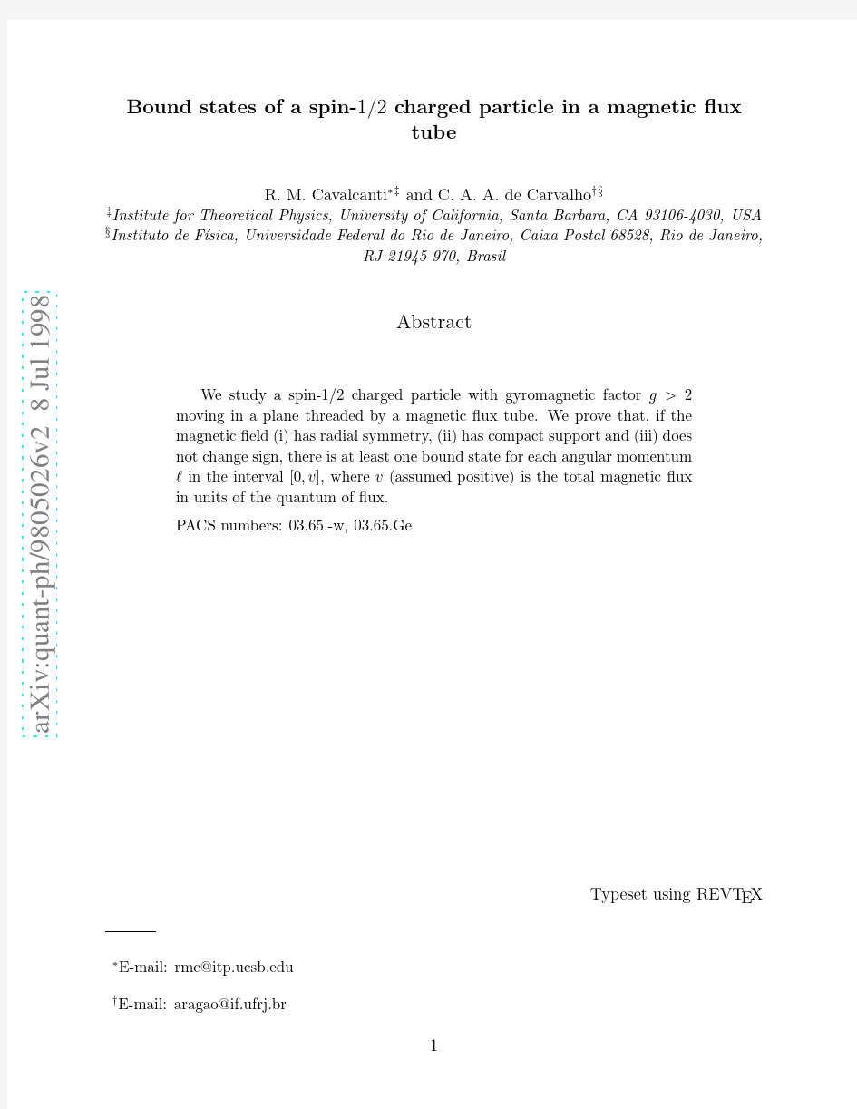 Bound states of a spin-12 charged particle in a magnetic flux tube