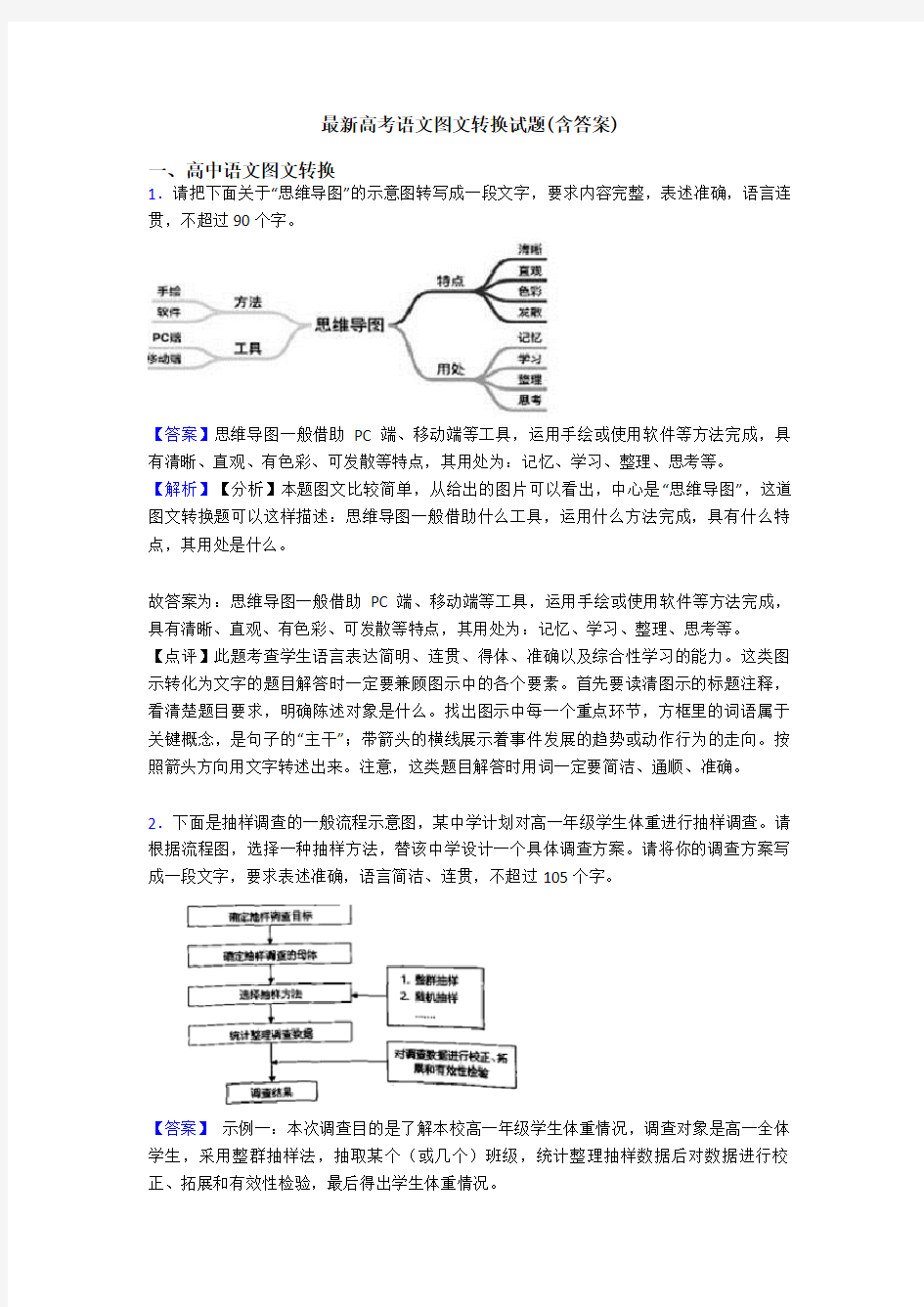 最新高考语文图文转换试题(含答案)