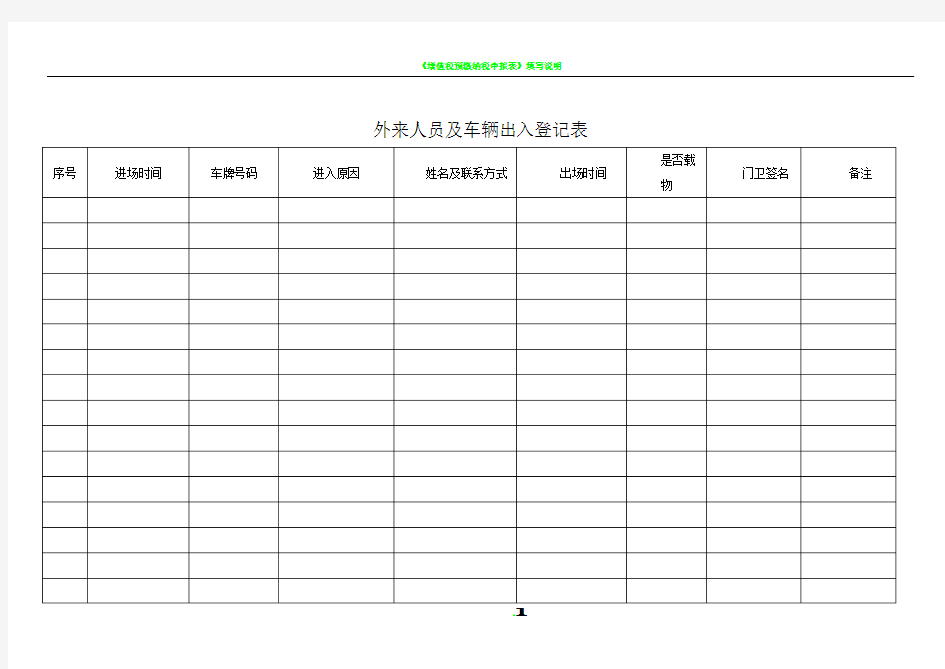 外来人员及车辆出入登记表