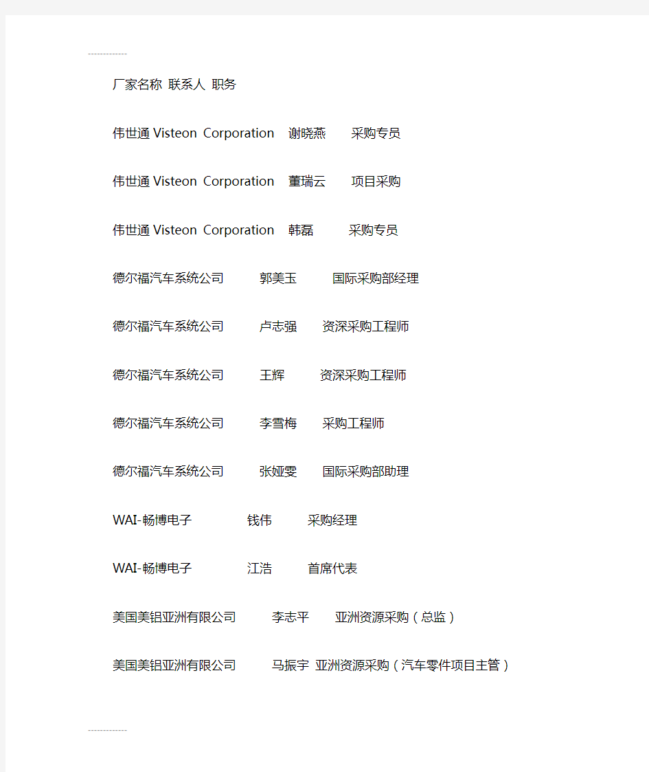 [整理]中国汽车整车及零部件企业名录.