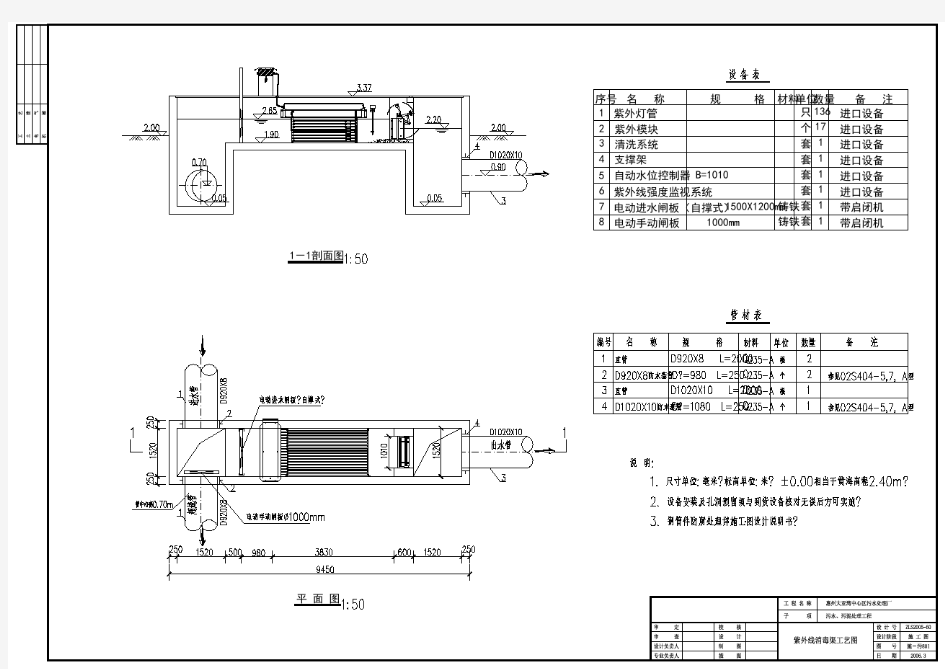 紫外线消毒池工艺图