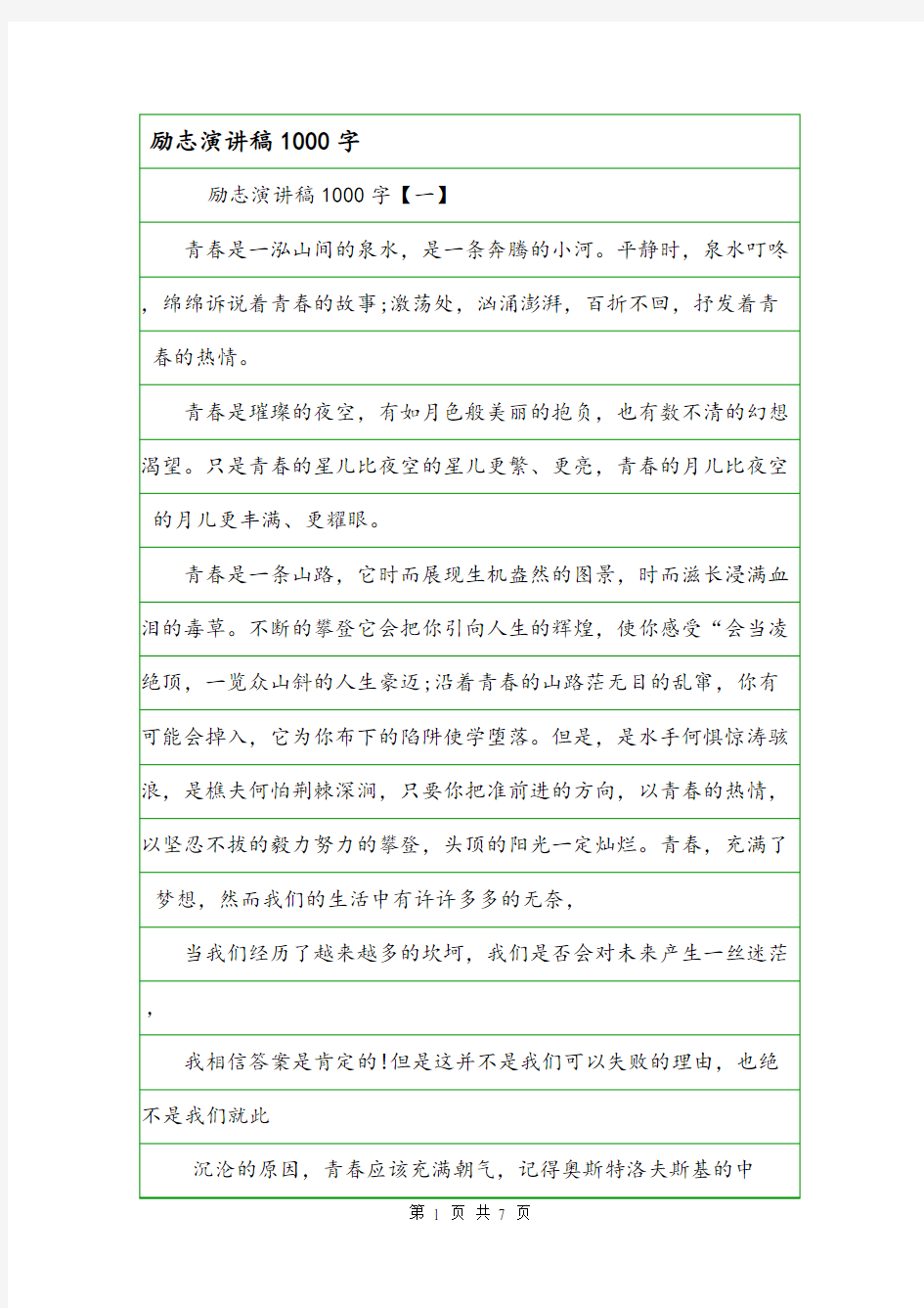 励志演讲稿1000字.doc