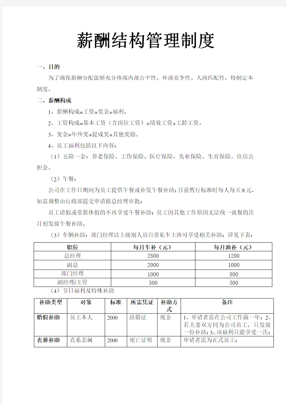 人力资源薪酬结构管理制度(超实用)