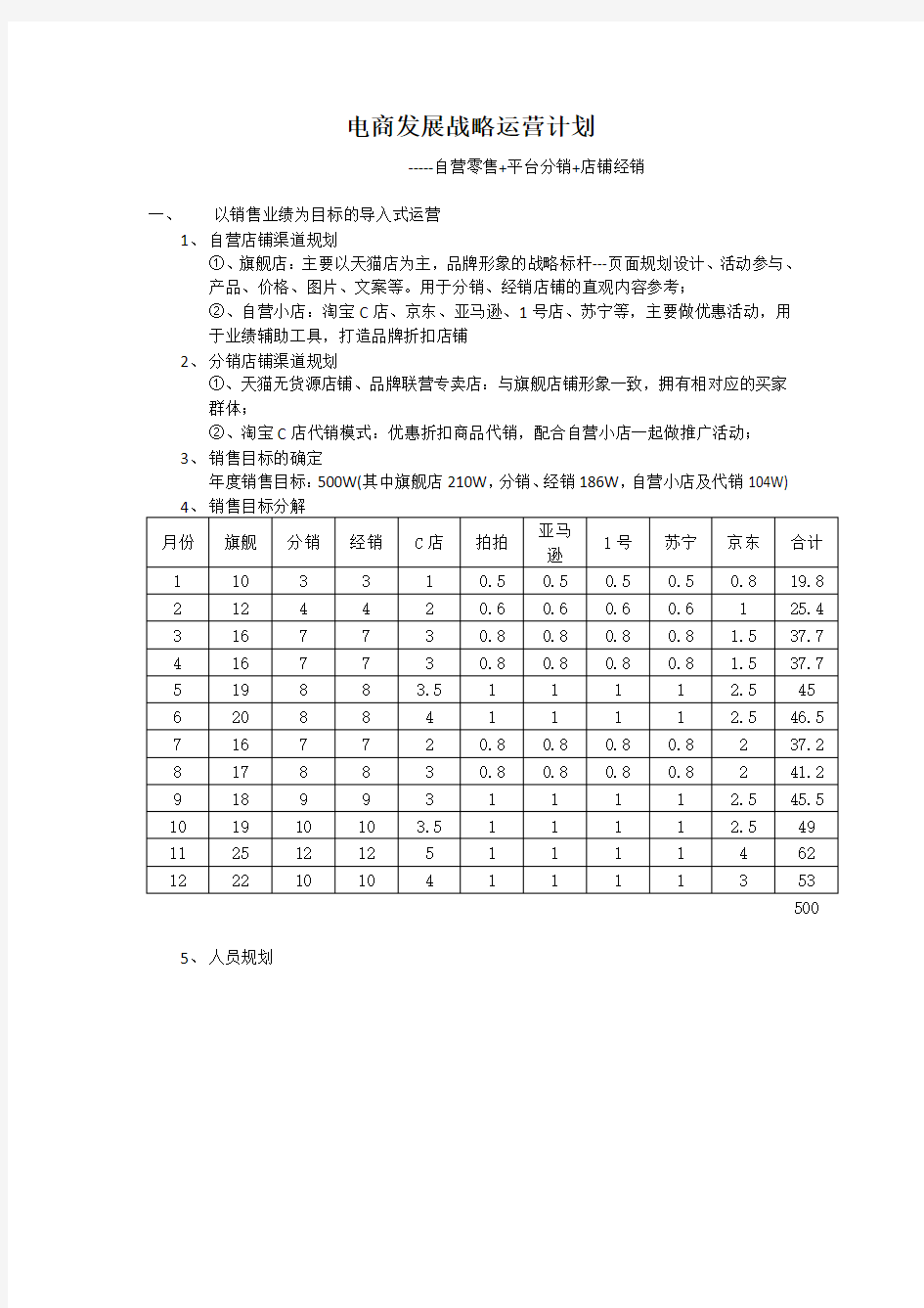 电商发展战略运营计划