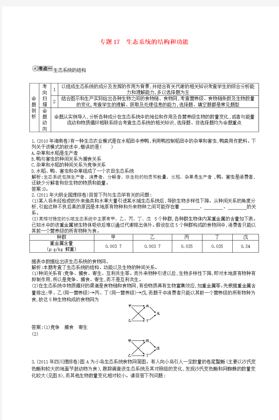 专题17生态系统的结构和功能_5