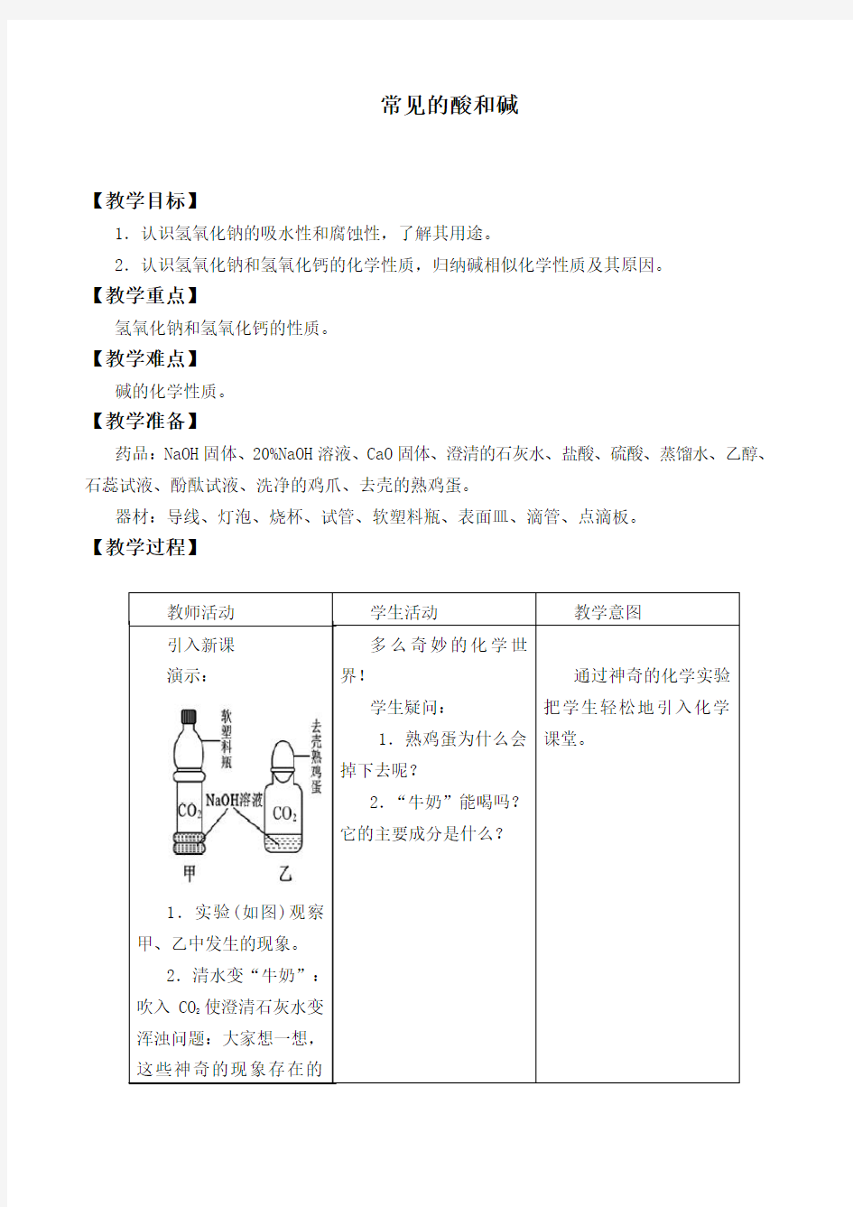 (完整word版)常见的酸和碱优秀教案