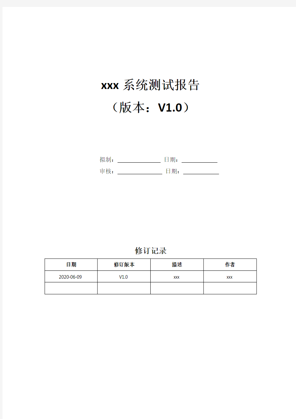 xx系统软件测试报告模板