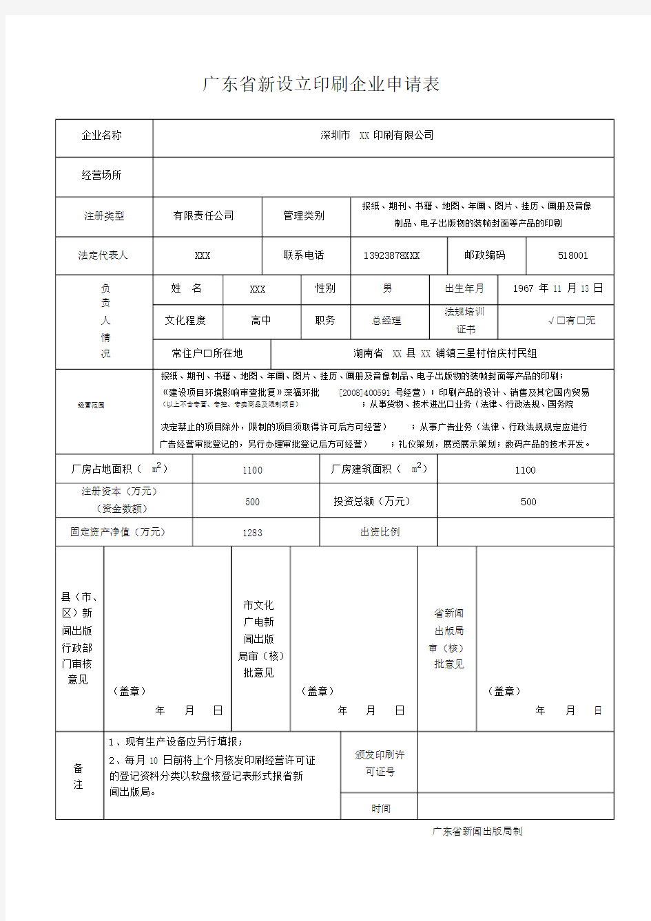 广东新设立印刷企业申请表.docx