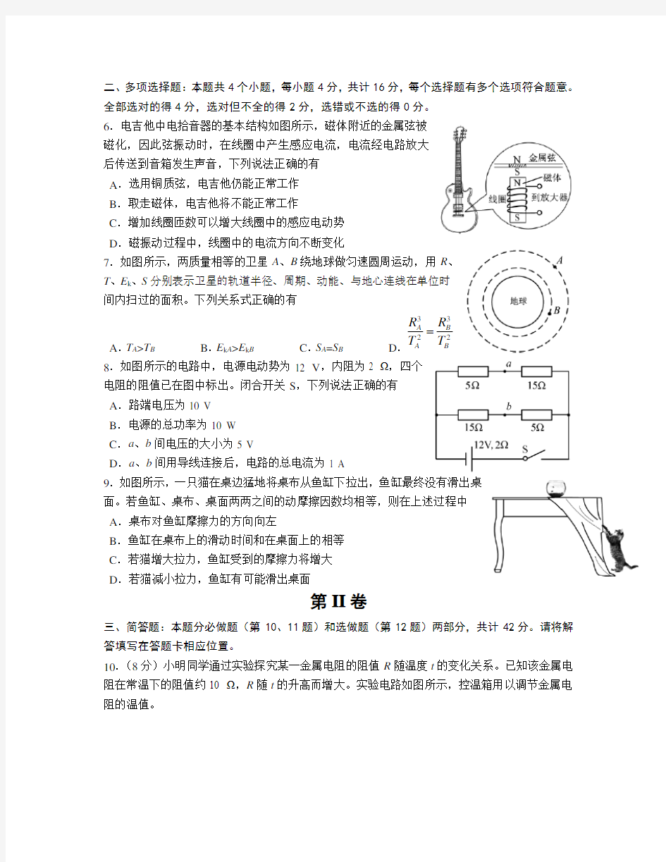 2016年年高考理综试题(江苏卷)