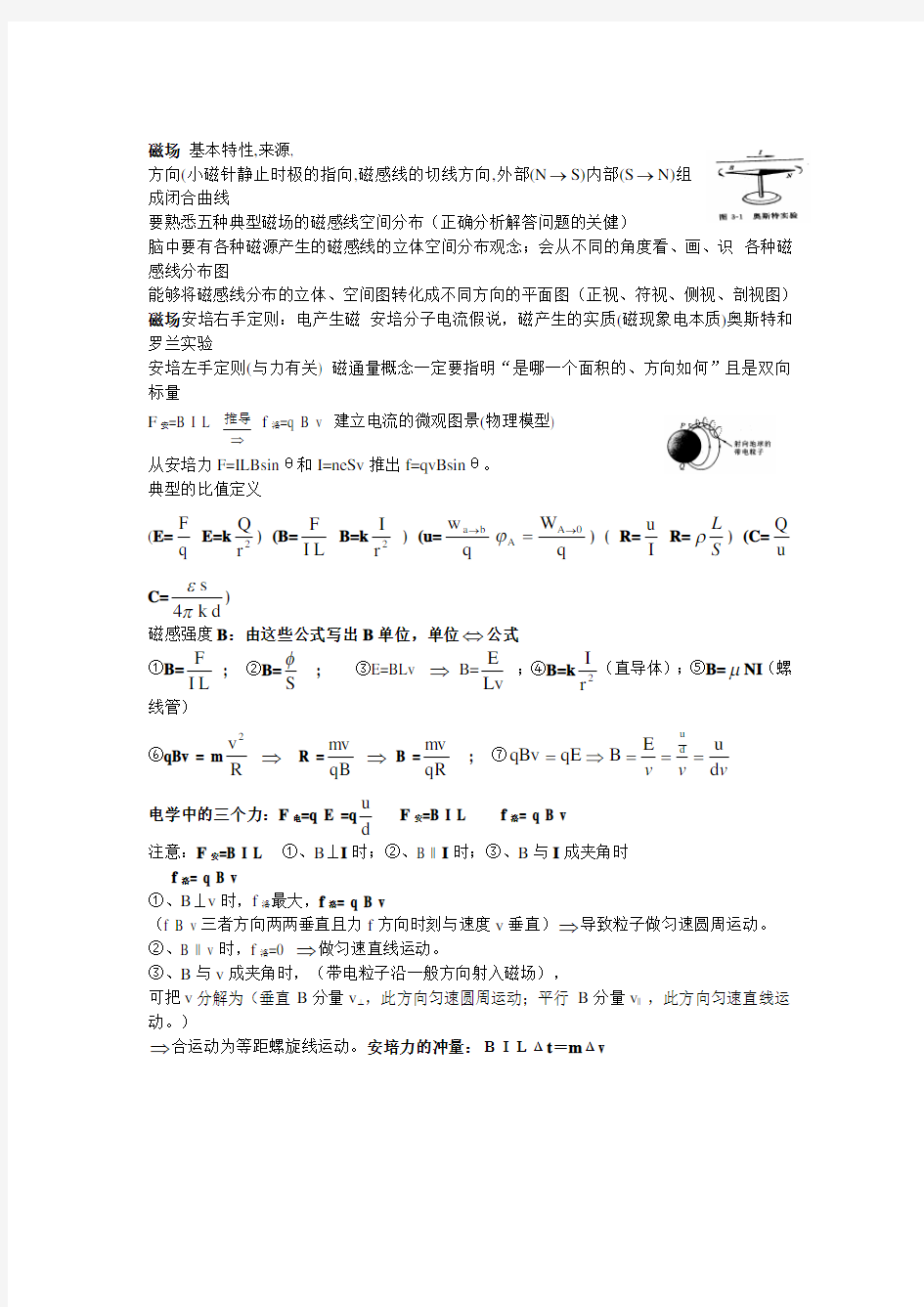 高中磁、电与磁知识点