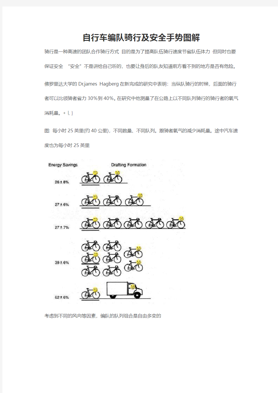 自行车编队骑行及安全手势图解