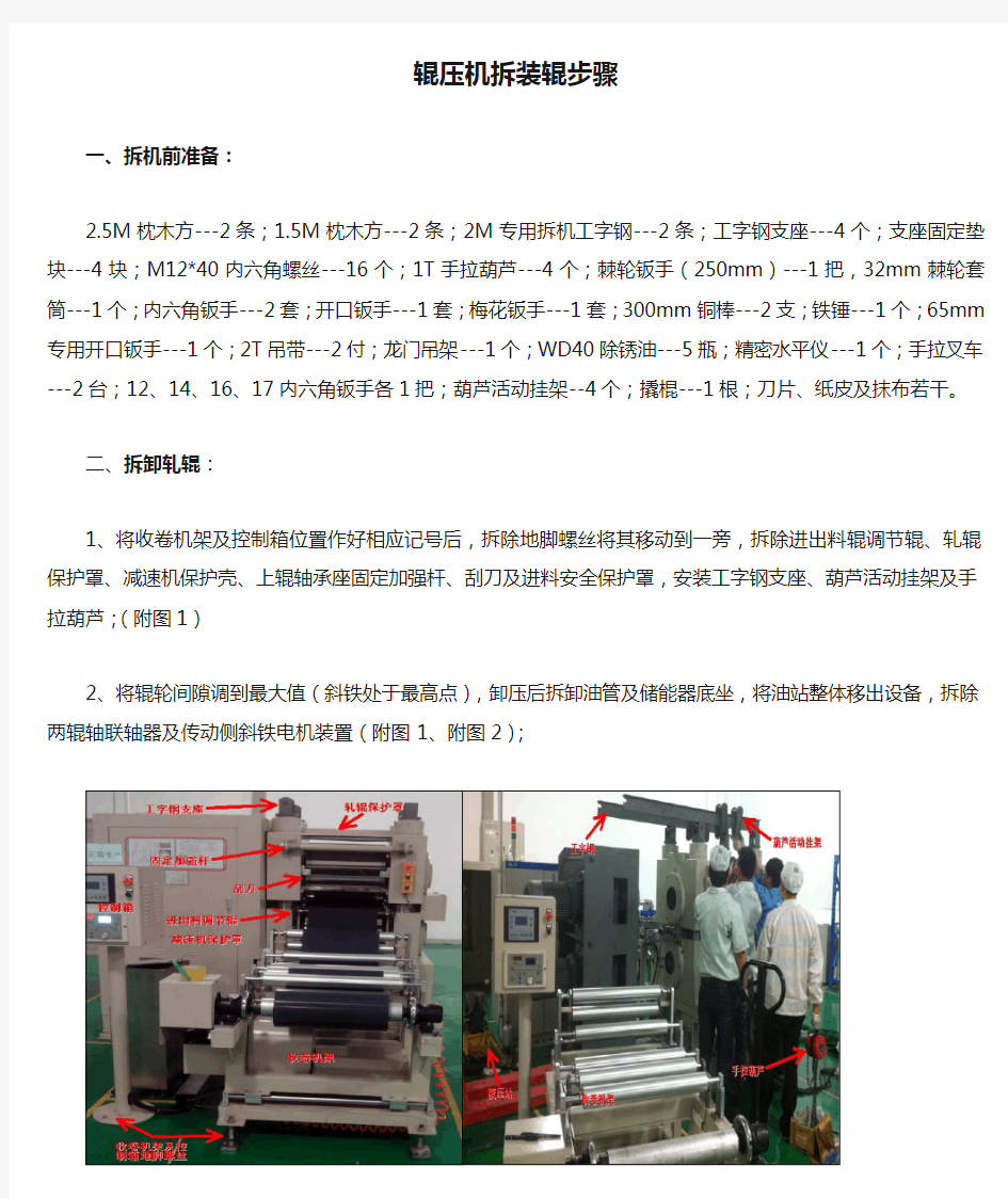 辊压机拆装辊步骤