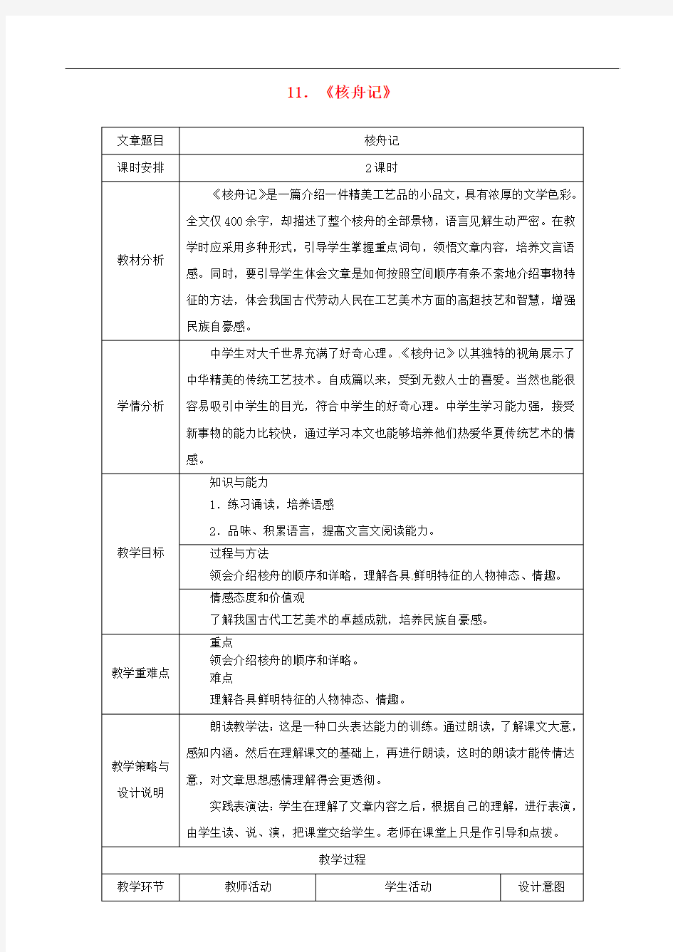 2018八年级语文下册第三单元11核舟记教案179