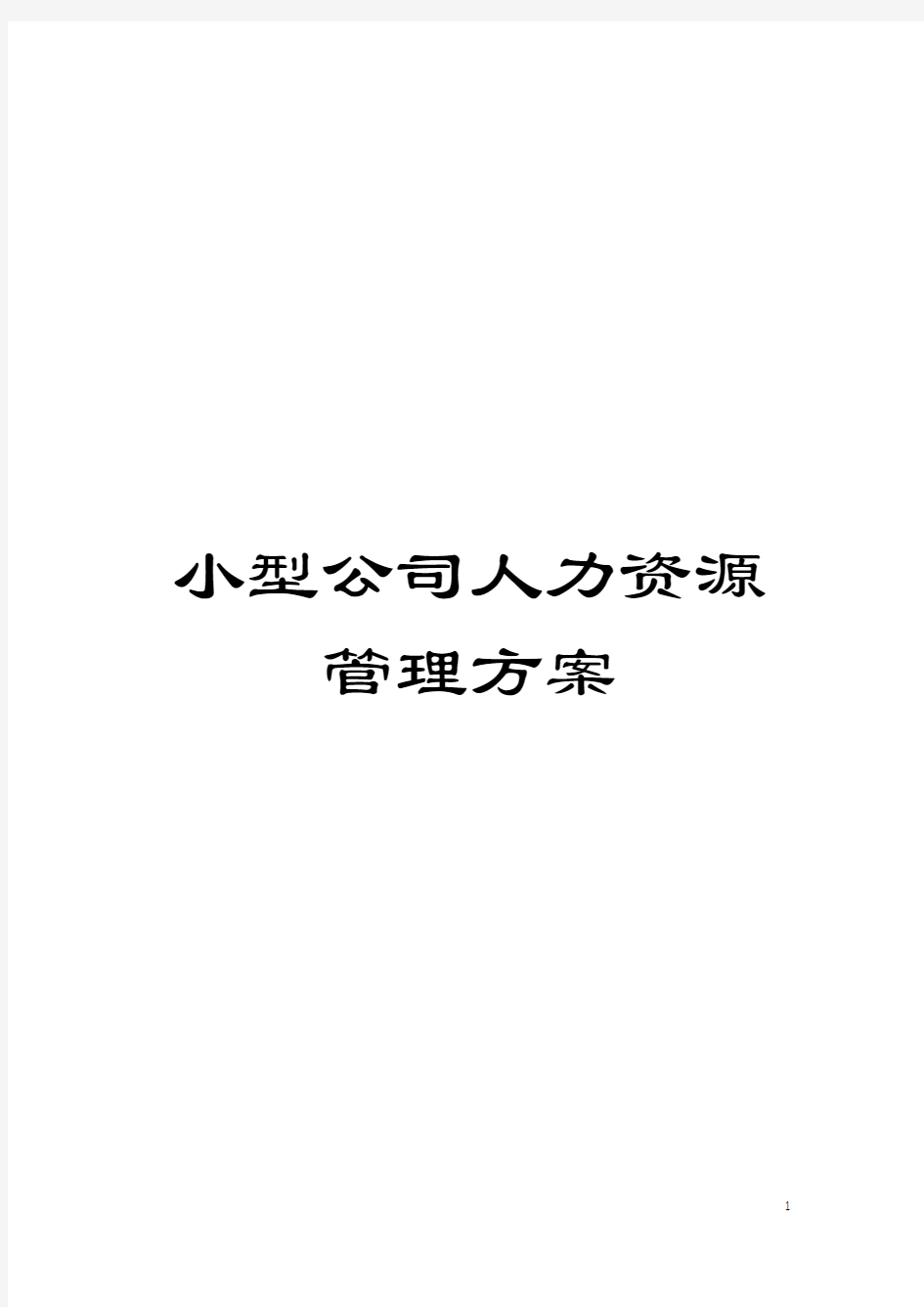 小型公司人力资源管理方案模板