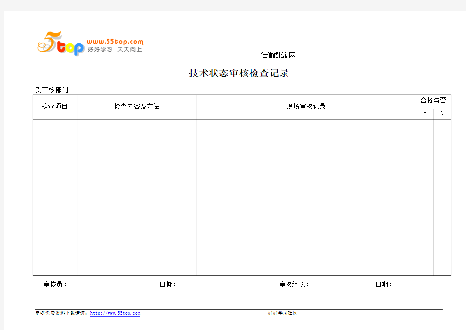 技术状态审核检查记录表