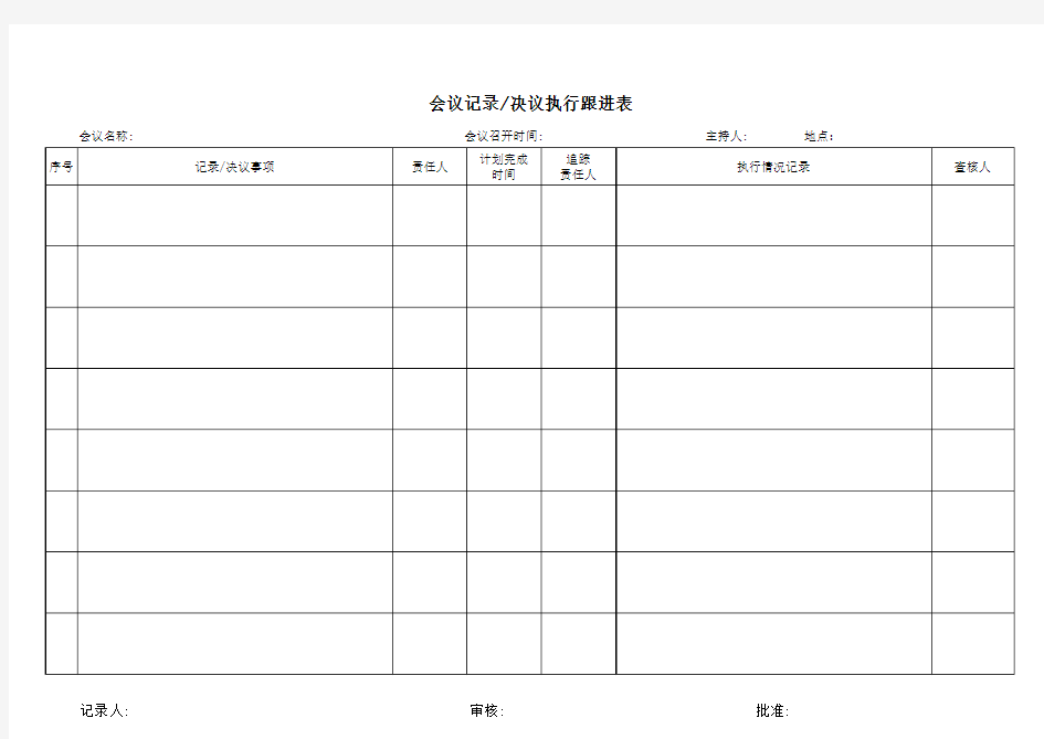 会议决议执行跟进表