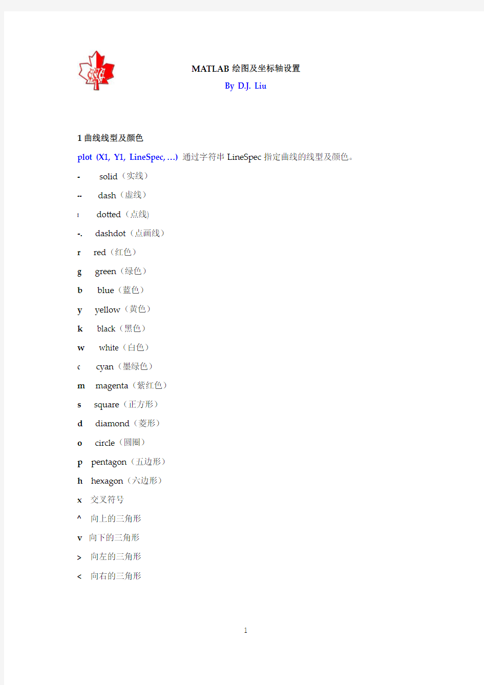 MATLAB 绘图及坐标轴设置